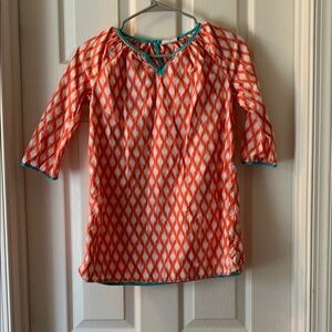 Mini Boden Orange and White Patterned girls swimsuit coverup